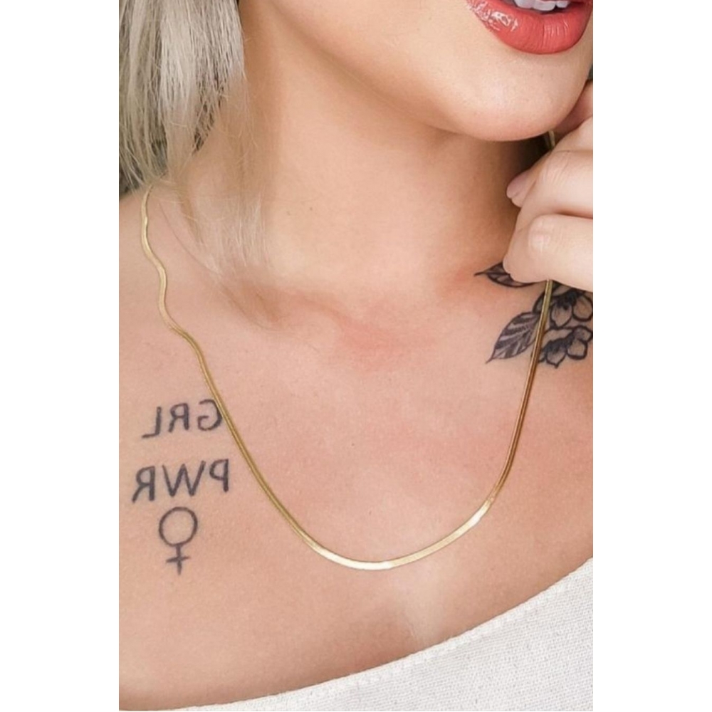 Colar com Corrente Fita Banhado em Ouro 18k