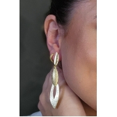 Brinco Grande de Folhas Sobrepostas Banhado em Ouro 18k