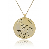 Colar Personalizado Com Dados do Filho Folheado em Ouro 18K