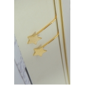 Brinco de Fio Com Estrela Banhado em Ouro 18k