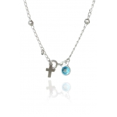 Pulseira de Bolinha com Cruz e Zircônia em Prata 925