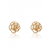 Brinco Pequeno de Rosa Vazada Banhado em Ouro 18k