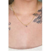 Colar Elo Português Pingente de Laço com Zircônia Banhado em Ouro 18k