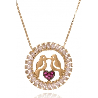 Colar Personalizado Passarinhos Apaixonados Trabalhado em Zircônia