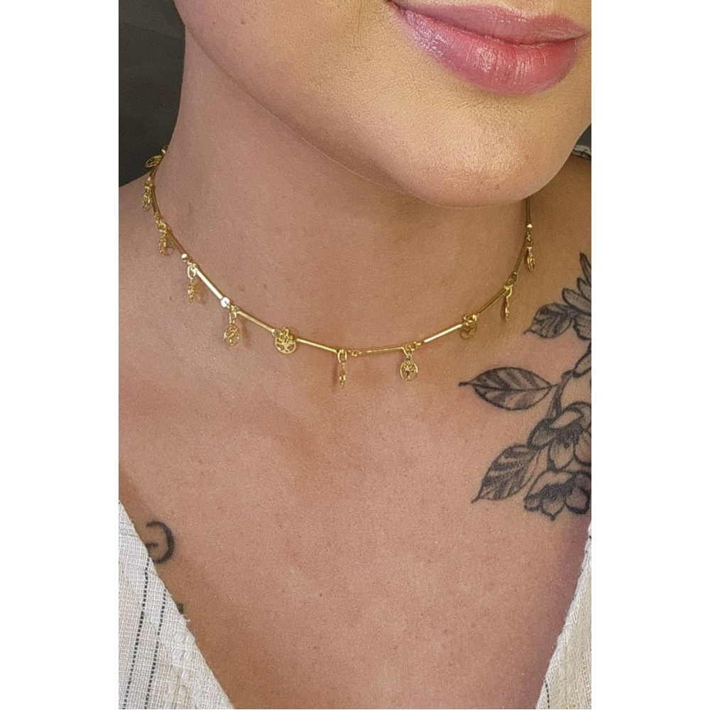 Choker Árvores da Vida Banhado em Ouro 18k