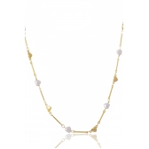 Colar com Pérolas de Coração Banhado em Ouro 18k