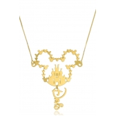 Colar Personalizado Mickey com Castelo e Nome Folheado em Ouro 18k