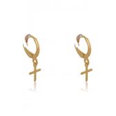 Brinco Argolinha com Cruz Banhado em Ouro 18k