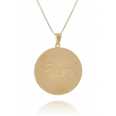 Colar Personalizado Circular Chapado com Nome Folheado em Ouro 18K