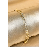 Pulseira com Aros Ovais e Strass Banhado em Ouro 18k