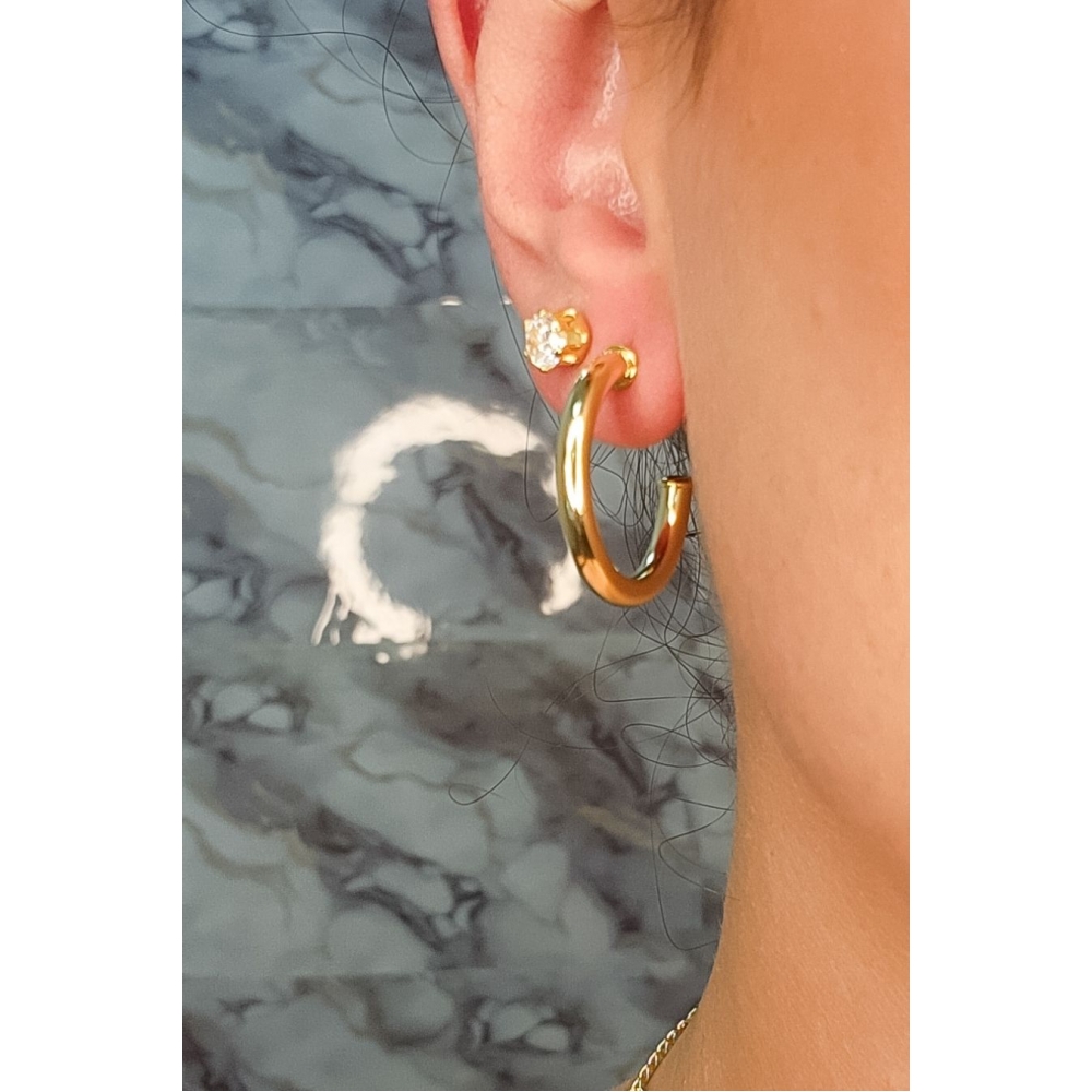 Brinco Argola Média Banhado em Ouro 18k