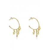 Brinco Argola Médio com Pingente Esotéricos Banhado em Ouro 18k