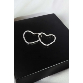 Brinco Argola Média com Formato de Coração em Prata 925