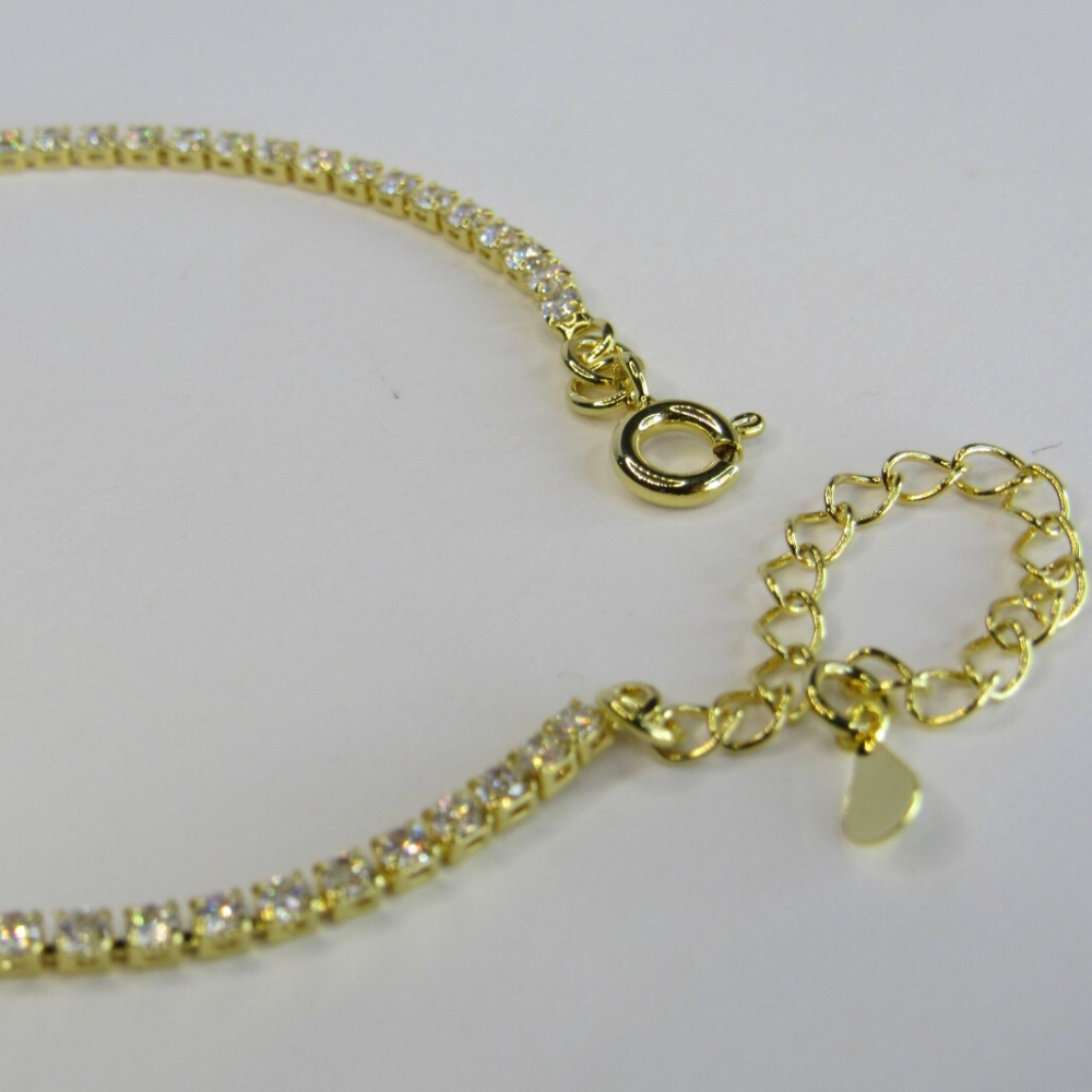 Pulseira Em Corrente De Zircônias Banhado em Ouro 18k
