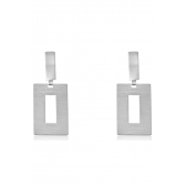 Brinco com Fio Retangular Banhado em Ródio Branco