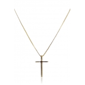 Colar com Cruz Lisa Banhado em Ouro 18k