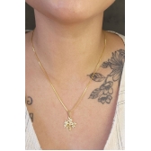 Colar Pingente Árvore da Vida com Zircônias Brancas Banhado em Ouro 18k