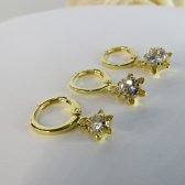 Trio Argolinha Estrelinha de Zircônia Banhado em Ouro 18k