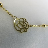 Colar Longo com Bolinha e Flor Banhado em Ouro 18k