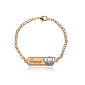 Pulseira Personalizada Chapada Com Nome e Coroa Folheado em Ouro 18K
