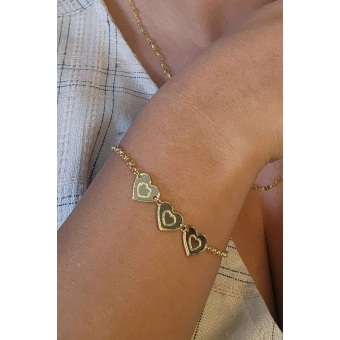 Pulseira com Chapa de Coração Banhado em Ouro 18k