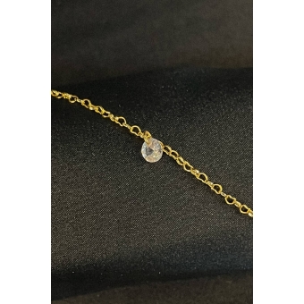 Tornozeleira com Pingente de Ponto de Luz Banhado em Ouro 18k