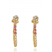 Brinco Corrente de Zircônias Coloridas Sortidas Com Zircônia na Ponta Banhado em Ouro 18k