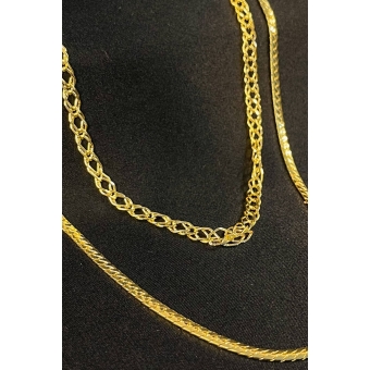 Colar Duplo com Correntes Grossas Banhado em Ouro 18k