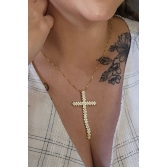 Colar com Cruz Banhado em Ouro 18k