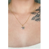 Colar Pingente Olho Grego com Zircônia Multicolor Banhado em Ouro 18k