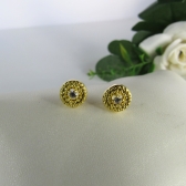 Brinco Círculo Pequeno Com Zircônia Central Banhado em Ouro 18k