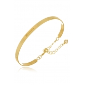 Pulseira Rígida com Nome e Feixe Folheado em Ouro 18K