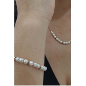 Conjunto de Pulseira e Colar de Pérolas Com Elos de Zircônias Coloridas