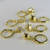 Trio Argolinha Estrelinha de Zircônia Banhado em Ouro 18k