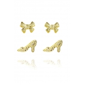 Duo de Sapatinho e Laço Banhado em Ouro 18k