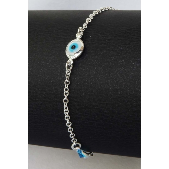 Pulseira Olho Grego e Zircônia em Prata 925
