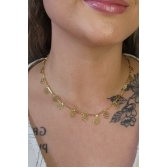 Colar com Corrente com Mini Flores Banhado em Ouro 18k