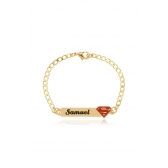 Pulseira Personalizada Chapada Com Nome e Desenho Folheado em Ouro 18k Personagem Homem de Ferro