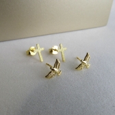 Duo de Cruz e Espírito Santo Banhado em Ouro 18k