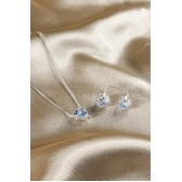 Conjunto Coração com Zircônia em Prata 925