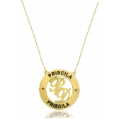 Colar Personalizado Mandala Circunferencial com Nomes e Iniciais no Meio