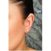 Brinco de Pérola com Detalhe Dourado Banhado em Ouro 18k