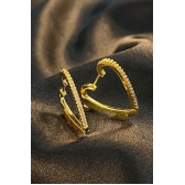 Brinco de Argola Coração Com Zircônias Banhado em Ouro 18k