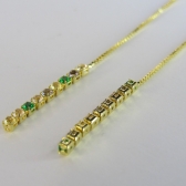 Brinco Fio de Corrente de Zircônias Coloridas Sortidas Banhado em Ouro 18k