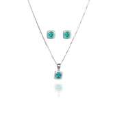 Conjunto Quadrado com Zircônia Azul Tiffany em Prata 925