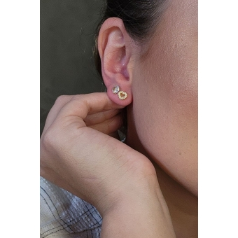 Brinco Coração Cristal Banhado em Ouro 18k