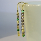 Brinco Fio de Corrente de Zircônias Coloridas Sortidas Banhado em Ouro 18k