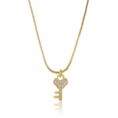 Colar com Pingente Pequeno de Chave Banhado em Ouro 18k