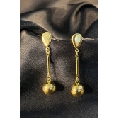 Brinco Médio com Fio e Bola Dourada Banhado em Ouro 18k