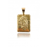 Pingente Quadrado com Jesus Cristo Banhado em Ouro 18k